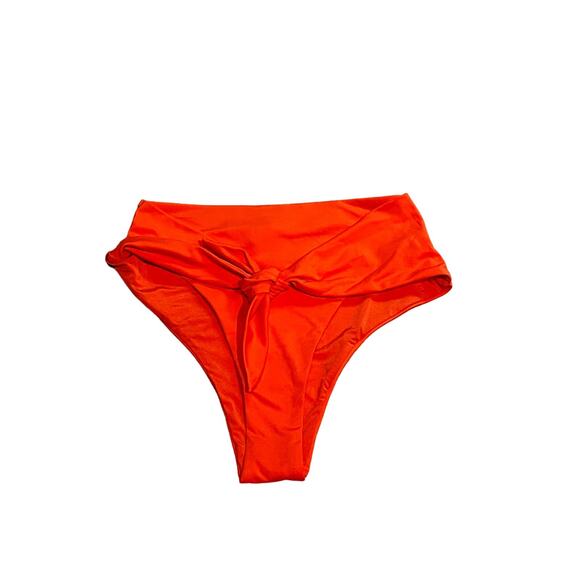 WEWOREWHAT Riviera Bikini Bottom Spicy Orange High Waist Self Tie Swim XS NWT - Picture 9 of 10